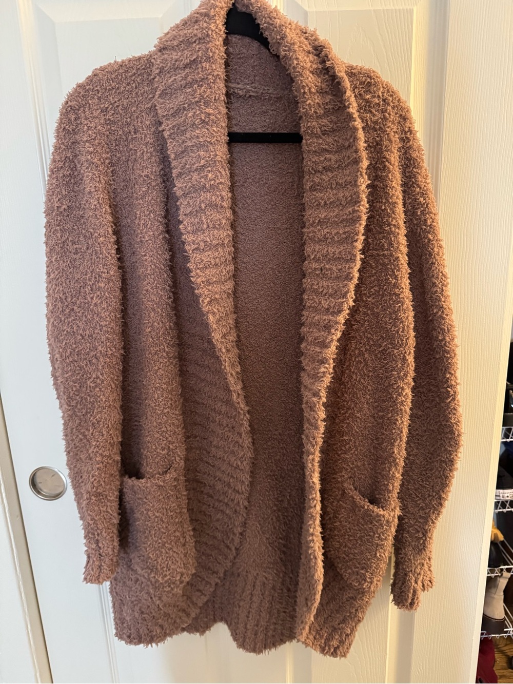 Barefoot Dreams Mauve Bouclé Open-Front Cardigan